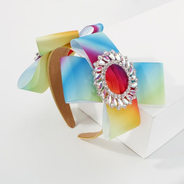 Creative gradient color rainbow hair hoop headbands lady girls fashion exaggerated insert drill Yiwu accessories