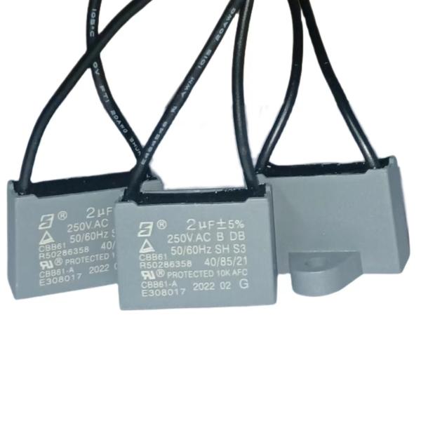 CBB61 250V 2.0mfd 85 Line Length Ceiling Fan Capacitor With Plastic Triangles