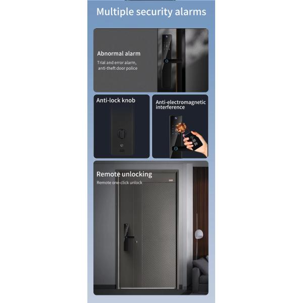 Qleung S819-2Max Smart Door Lock With Card Key Code Fingerprint Recognition Video Calling For Home Apartment For Wooden Door