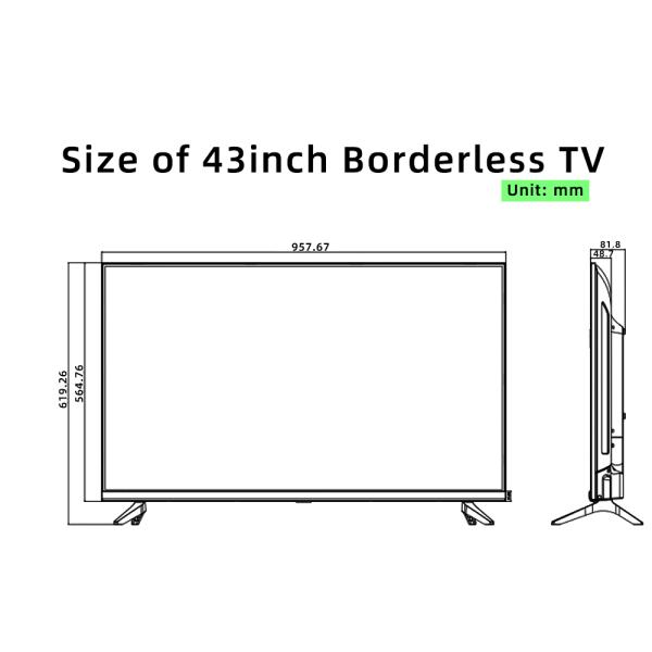 43 Borderless Smart TV - OEM/ODM Commercial Display Solution Ultra Slim Bezel Design | 2K UHD A+ Panel | Customizable for Businesses