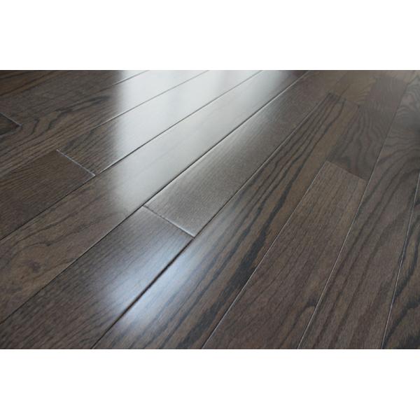 Red Oak Solid Hardwood Flooring with City Gray Stain and 6-12% Moisture Content