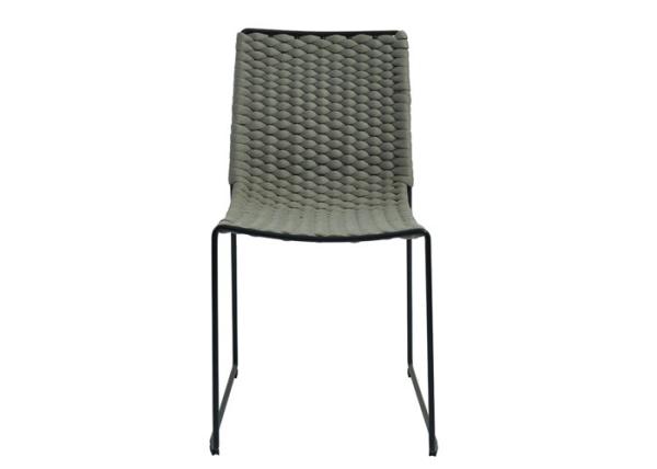 Outdoor Restaurant Iron Light Green Dining Metal Rope Chair For Patio