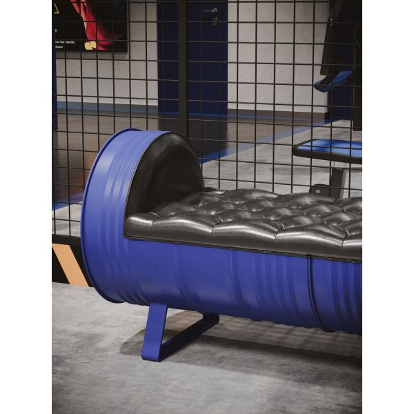 Commercial Industrial Metal Bench Compact Indoor Metal Benches Blue For Clothing Store