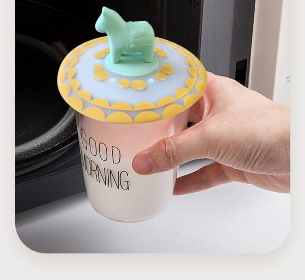Silicone Dustproof Cup Lid Cartoon Glass Cup Lid Reusable Dustproof Mug Coffee Cup Food Grade Silicone Cup Lid