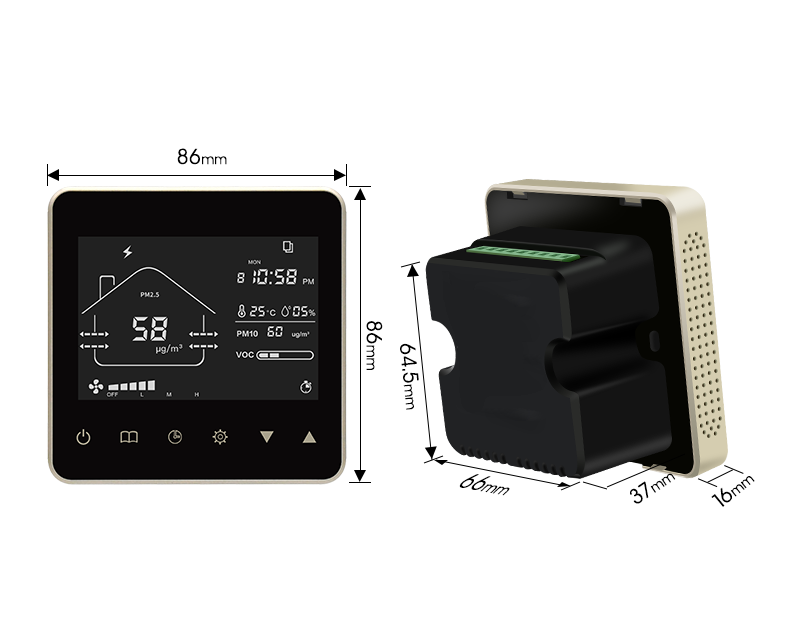 High Precision Air Quality Monitor Controller For Residential Commercial ERV HRV Fresh Air Exchange HVAC System