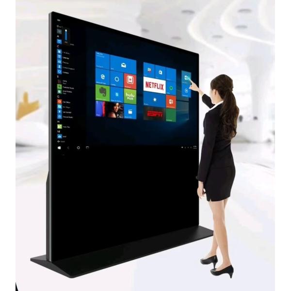 Black 43in Floor Standing Digital Signage 43 Inch 500 Nits Outdoor Advertising