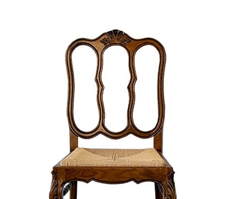 Carved Triple-Loop Rush Seat Dining Chair CYC-066
