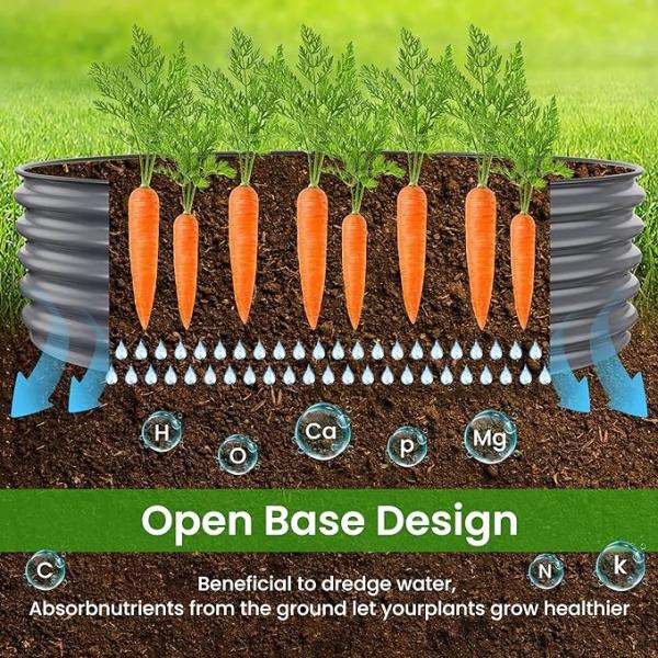 OEM Large Galvanized Sheet Metal Garden Bed With Safety Edging And Gloves 9.4*2*1.4 Ft