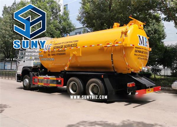 Sinotruk HOWO 15000L Vacuum Sewage  Suction Tank Truck 6x4 15 m3 Sucking Tanker Truck with Jurop Vacuum Pump
