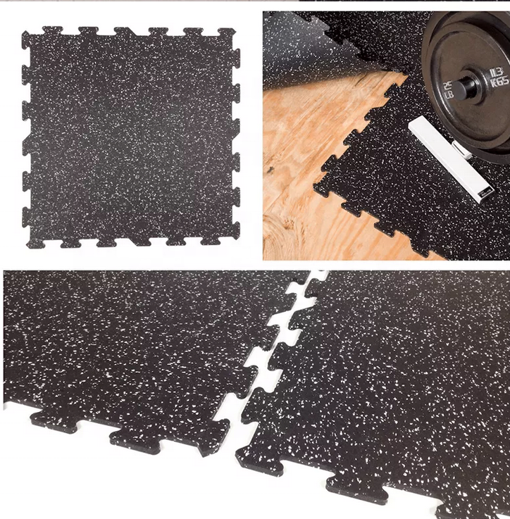 SBR Rubber Granules Interlocking Rubber Mat with 60-70 ShoreA Hardness and 1.5g/cm3 Density for Superior Gym Flooring