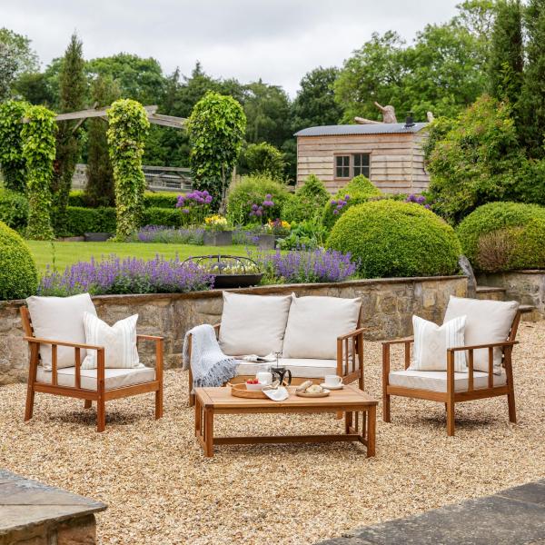 Patio Solid Wood Garden Set Teak Wood Outdoor Furniture Sofa Set Garden Lounge Chair