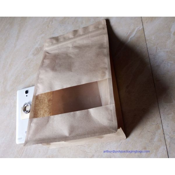 Laminated Brown Craft Paper Bags With Transparent Window In Front For Garment
