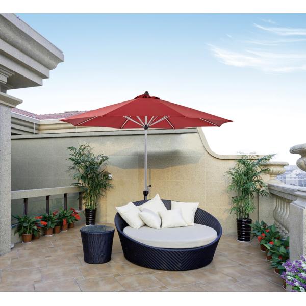 Pool Outdoor Lounge Chair With Umbrella Canopy SunShade Cantilever Garden Parasol Patio Furniture