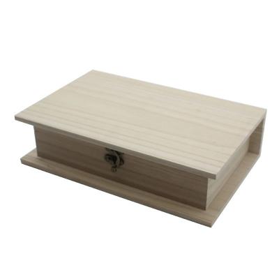 caixa de madeira do Paulownia inacabado de 7.5cm com a tampa para Collectible