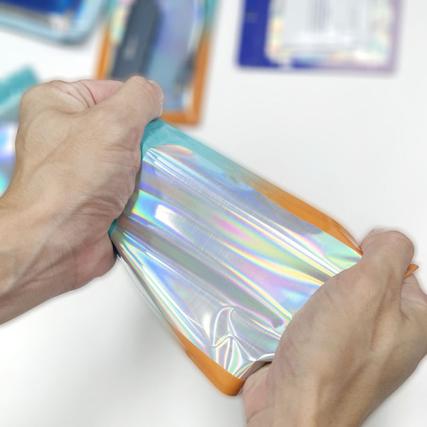 In Stock Resealable Holographic Ziplock Bags Durable Material Zip Lock Pouch Mylar Packaging Bag
