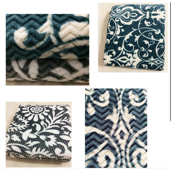 Floral Printed Flannel Bed Blanket , Dyed Flannel Fleece Blanket OEM / ODM Service
