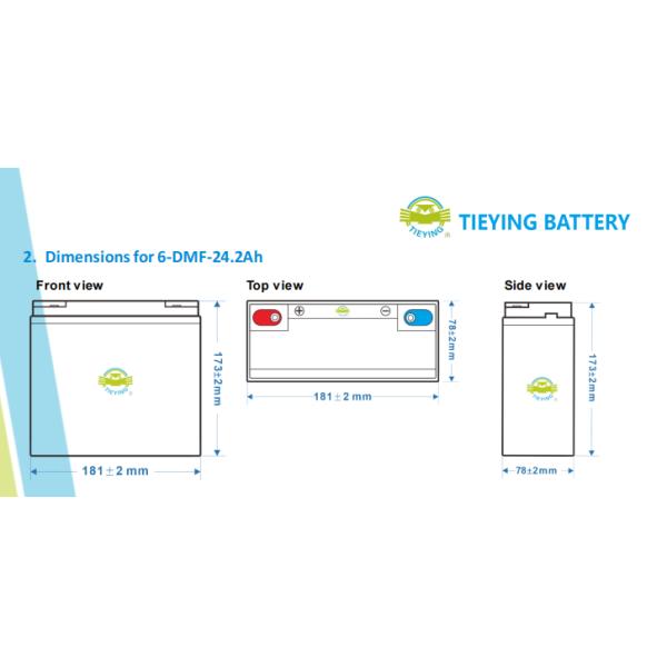 12v 24ah Best Lead Acid Battery For Ebike 6-DMF-24 ISO9001 ISO14001