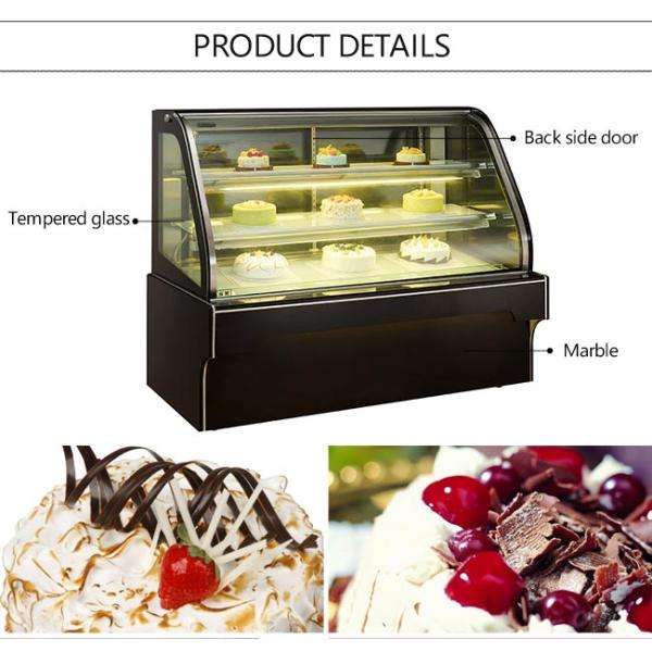 Curved Glass Cake Display Fridge , Marble - Base Upright Cake Showcase