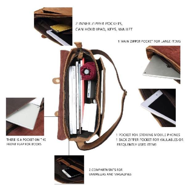 Сумки ноутбука офиса винтажного Handmade Cowhide кожаные для людей