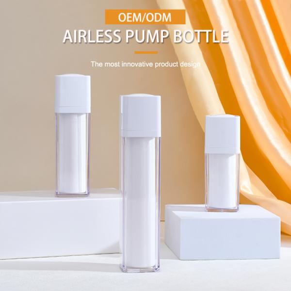 Fragrance Square 15ml 0.5oz PMMA Lotion Pump Bottle With Aluminum Snap On Cap