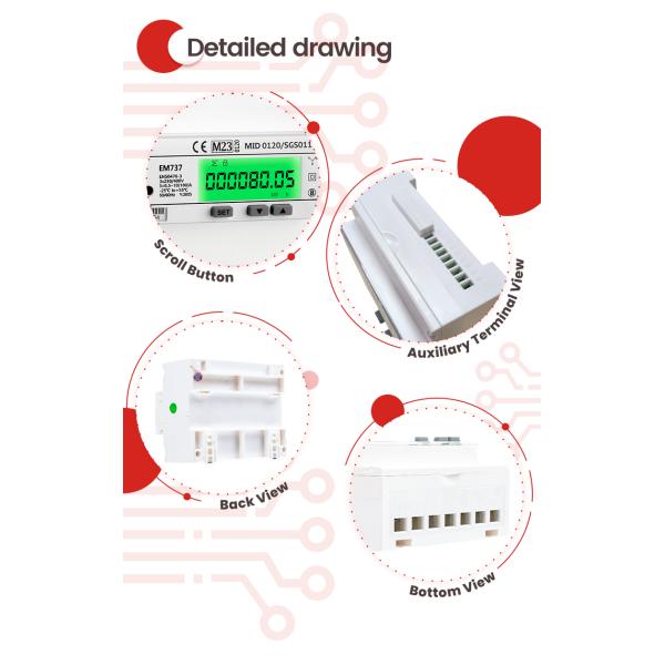 EM737 3*230/400V 10 ((100) Un medidor inteligente de energía modbus bidireccional aprobado por MID