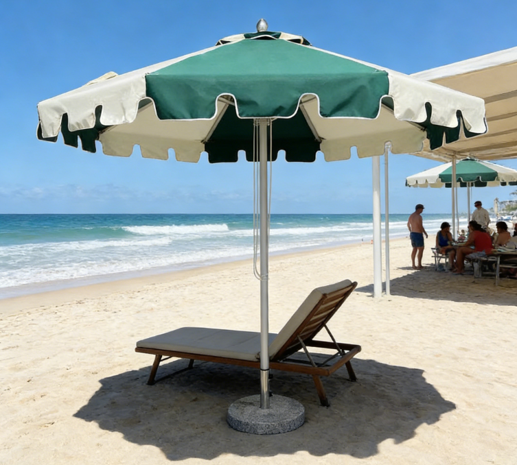 8FT Square Patio Umbrella with Keyhole Valance Design for Garden Deck Porch and Resort