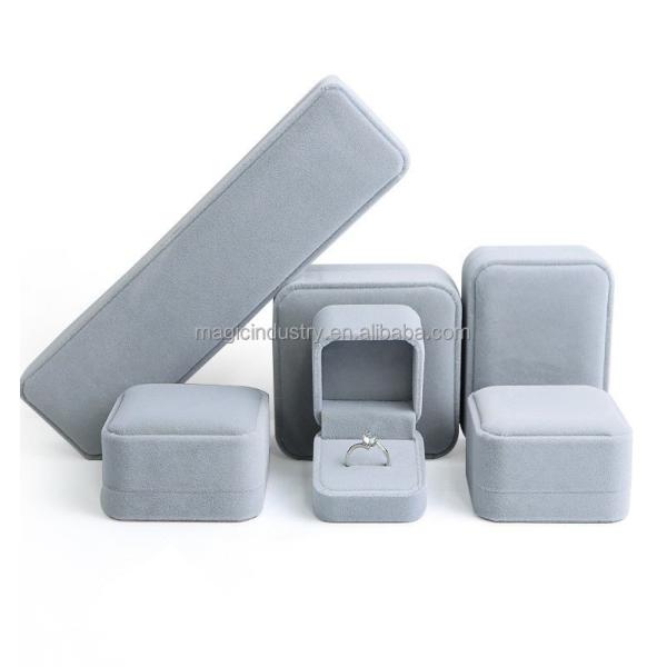 Custom Logo Stock Velvet Black Jewelry Boxes with Printing and Luxury Design