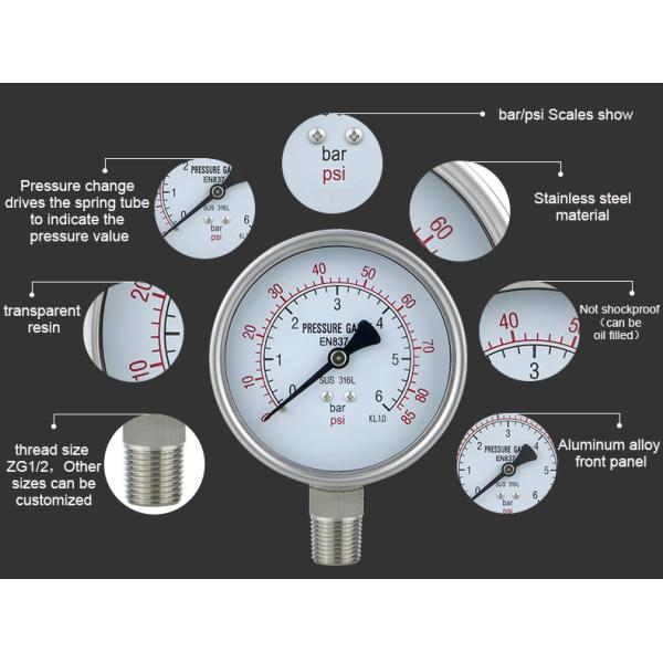 4inch 1.6% Accuracy Air Pump Manometer for High Pressure Air Flow Measurement in Zhejiang