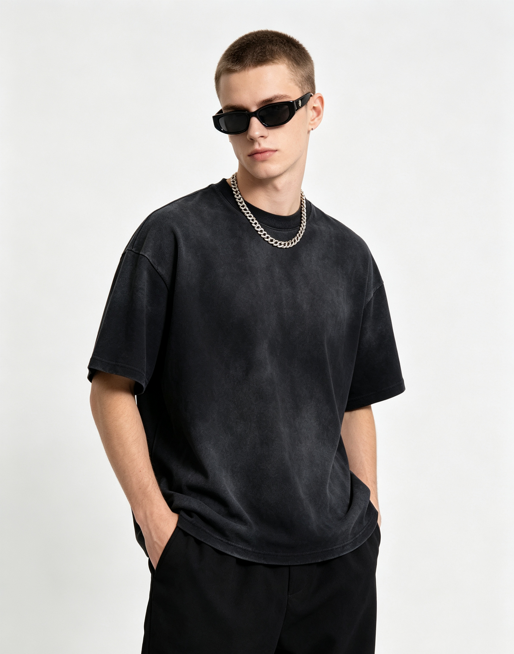 250G Cotton Faded Solid Oversized Raglan Summer Crew Neck Tee 8 Colors