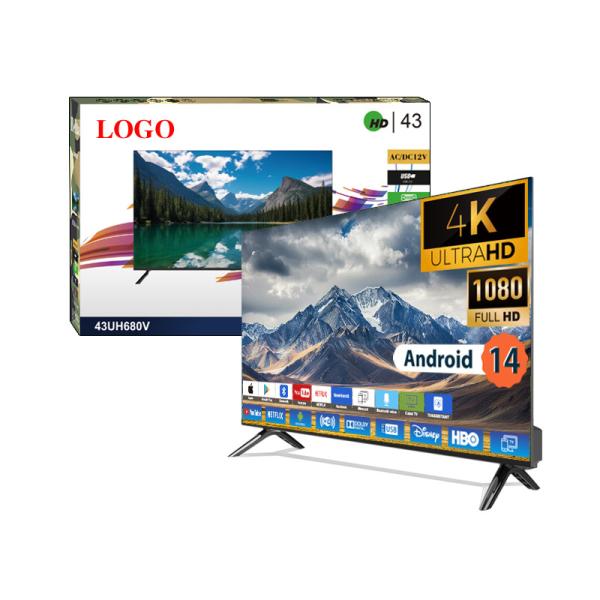 Televisor LED inteligente UHD 4K de 32 40 50 55 65 pulgadas Android, pantalla de borde delgado