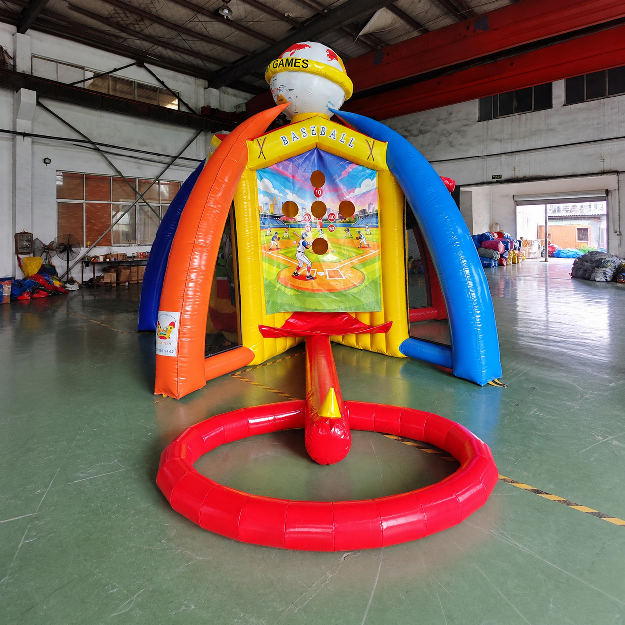 Commercial Five-in-One Inflatable Multi-Sport Challenge Station with Basketball Target Games and Reinforced Frame for Events