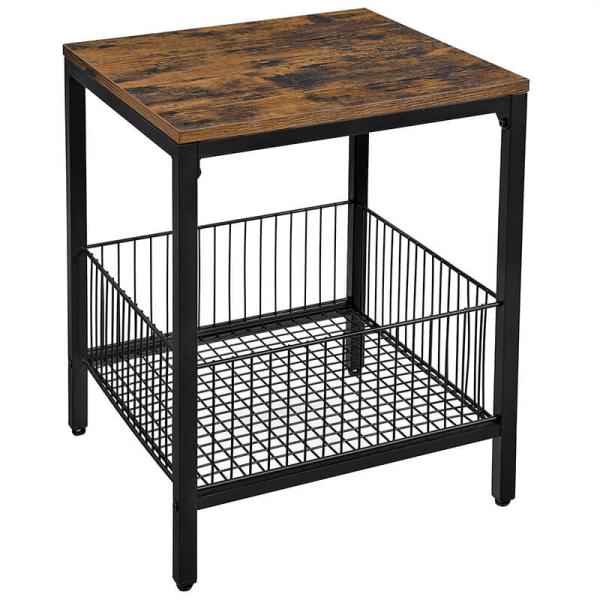 Side Table with Metal Basket for Sale, Industrial End Table, Small Side Table, LET35BX