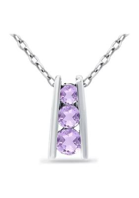 3/8 ct. t.w. Collar pendiente de la escalera de la amatista 3-Stone en Sterling Silver