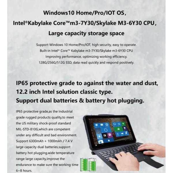 Handheld 12,2 ПК Windows планшета дюйма 2.60GHz изрезанный 10 компьютеров Intel M3-7Y30