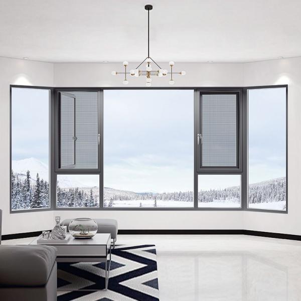 House Soundproof Aluminium Glass Casement Windows with Level 9 Wind Pressure Resistance