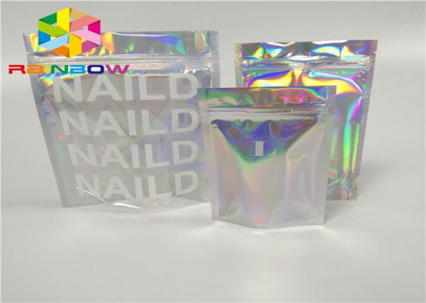 printing zipper plastic mylar foil k packaging hologram laser holographic stand up zip pouch bag for gift/bottles