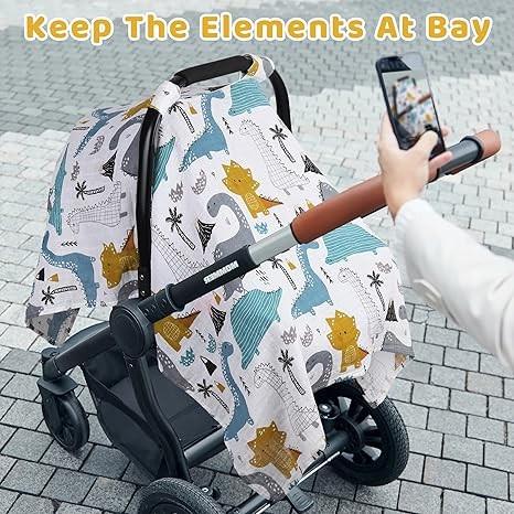 Muslin Cotton Infant Car Seat Canopy, Breathable Baby Carrier Cover