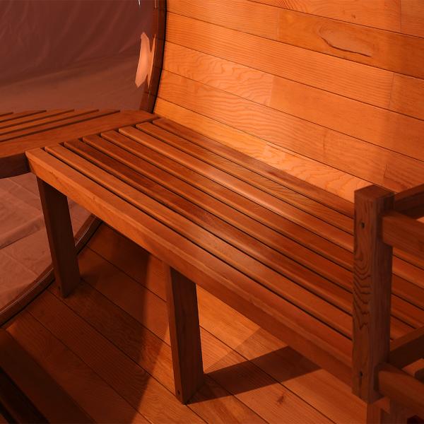 Panoramic View Outdoor Wood Barrel Sauna Rooms Red Cedar