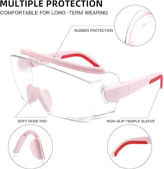 Safety Glasses Over Eyeglasses Anti Fog Safety Goggles Protective Glasses With Adjustable Frame For Men Women