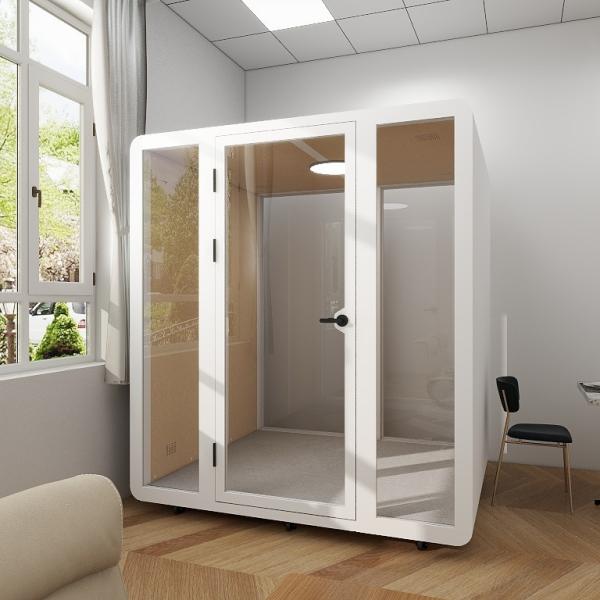 Movable 4 Person Booth Soundproof Meeting Pod With LED Lighting