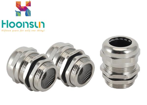 NPT1 - 1 / 4 IP 68 Low Profile Cable Gland EMC SPRING Type Nylon Claw