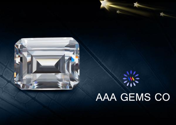 Emerald Cut Diamond Moissanite White Lab Created Moissanite 8mm x 10mm
