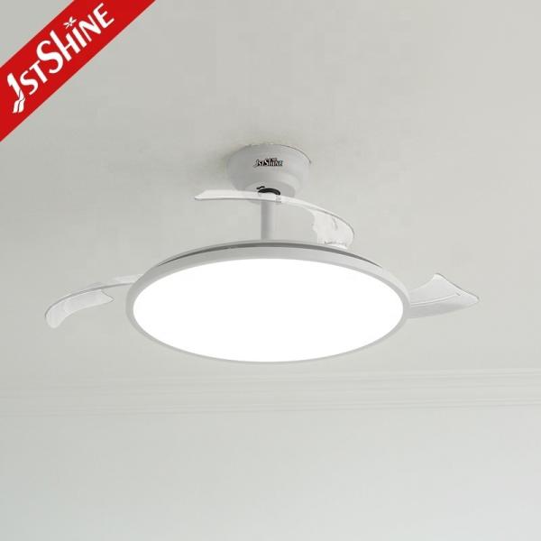 Ultra fina branca design elegante ventilador de teto retrátil com luz LED e 6  Downdrod