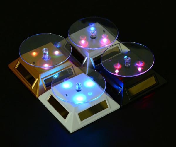 360 Degree Rotating Led Light Solar Display Stand For Displaying Mobile Phones Jewelry Watch