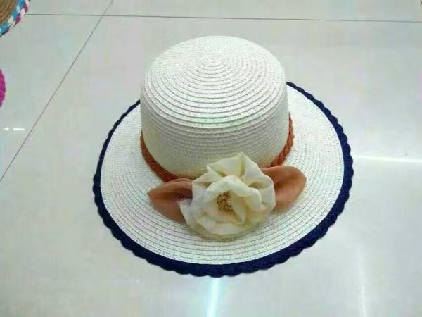 Nylon Floral Strip Straw Beach Hat Dyeing Bowknot Hand Printing Method Available