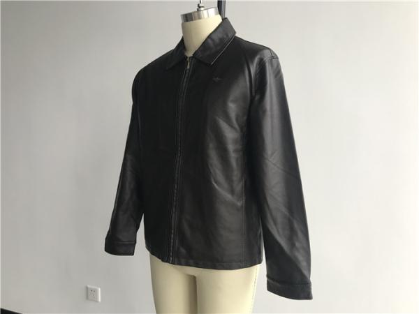 Dark Brown Mens Pu Faux Leather Jacket With Plastic Zip Through DOCO1722