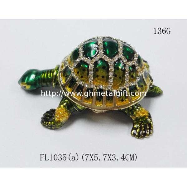 Lucky jeweled trinket boxes green  turtle trinket box metal  turtle jewelry box
