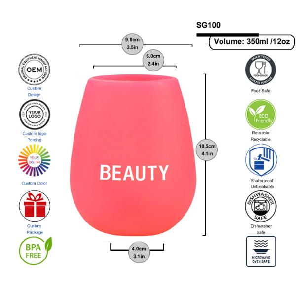 Silipint Stemless Wine Glasses 480ml Colorful Original Silicone Pint Cup