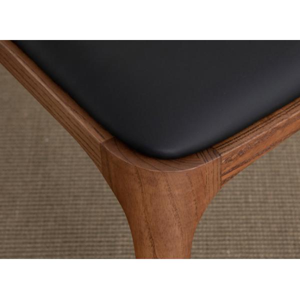 Chaise de salle à manger en bois d'acacia massif, cuir PU, OEM, sans accoudoirs