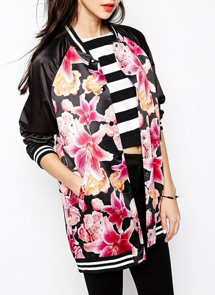 Women Floral Bomber Jacket
